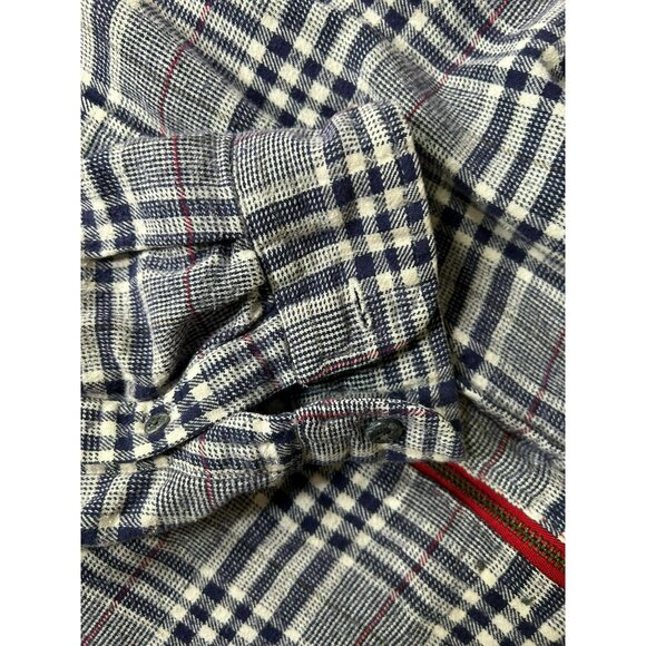 Vintage Izod Men's XL Plaid Long-Sleeve Shirt Heart Elbow Patches Zip Closure - Picture 5 of 7